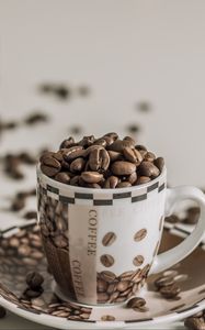 Preview wallpaper coffee, beans, cup, plate