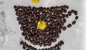 Preview wallpaper coffee, beans, dandelion, cup