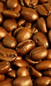 Preview wallpaper coffee, beans, glare, macro, brown