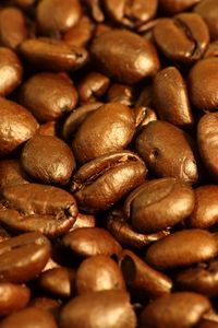 Preview wallpaper coffee, beans, glare, macro, brown