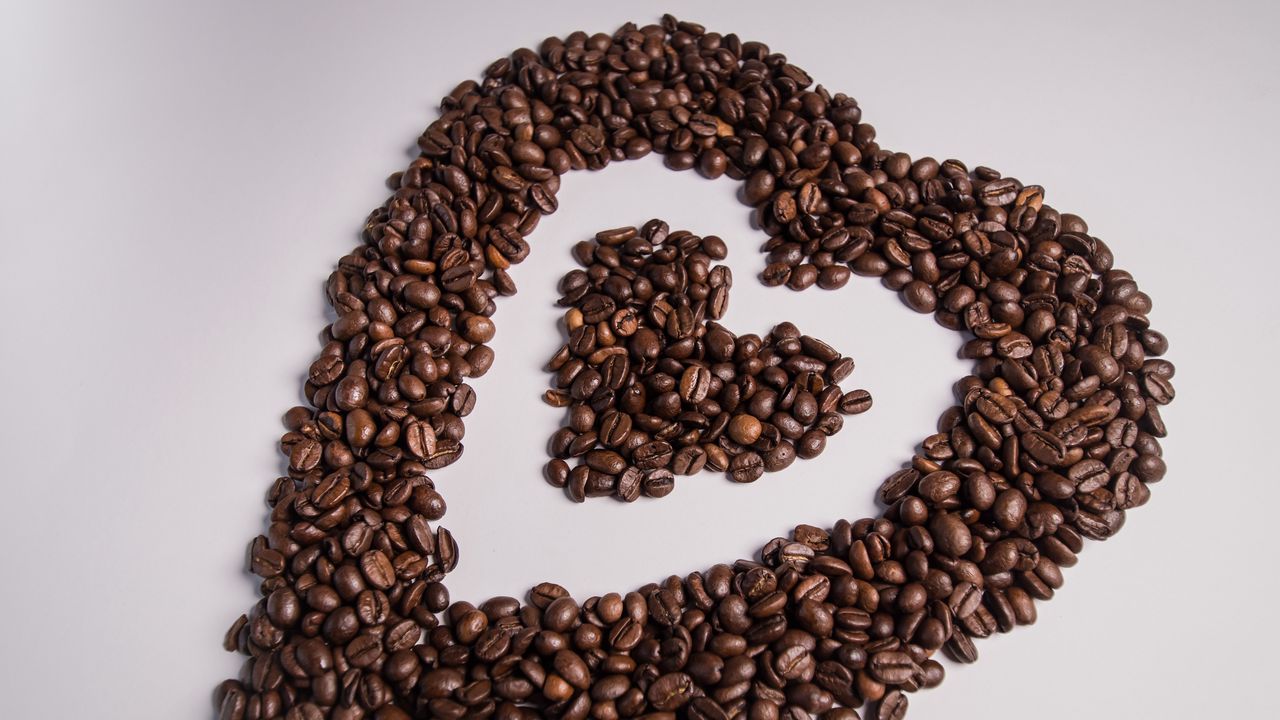 Wallpaper coffee, beans, heart, love