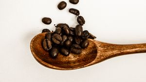 Preview wallpaper coffee, beans, spoon, white