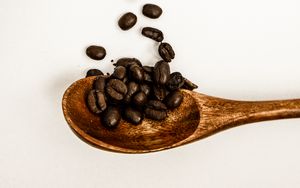 Preview wallpaper coffee, beans, spoon, white