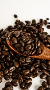 Preview wallpaper coffee, beans, spoon, brown