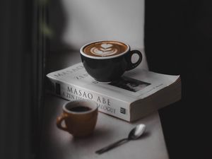 Preview wallpaper coffee, book, windowsill, comfort, reading