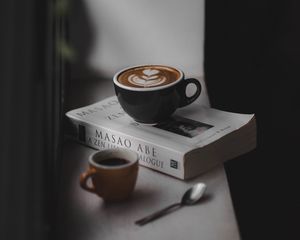 Preview wallpaper coffee, book, windowsill, comfort, reading