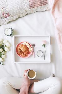 Preview wallpaper coffee, breakfast, croissant, aesthetics, white