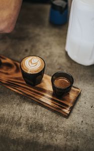 Preview wallpaper coffee, cappuccino, cup, still life, wooden