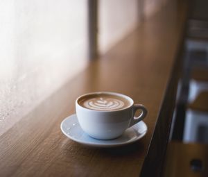 Preview wallpaper coffee, cappuccino, cup, drink, foam, table