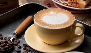 Preview wallpaper coffee, cappuccino, foam, cinnamon, corn