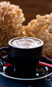 Preview wallpaper coffee, cappuccino, foam, cup, drink, black