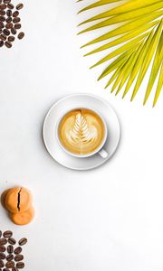 Preview wallpaper coffee, cappuccino, foam, cup, drink, food, white