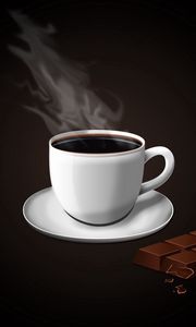 Preview wallpaper coffee, chocolate, plate, cup, vapor