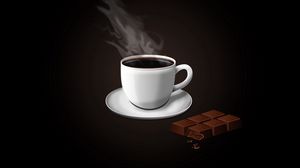 Preview wallpaper coffee, chocolate, plate, cup, vapor