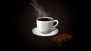 Preview wallpaper coffee, chocolate, plate, cup, vapor