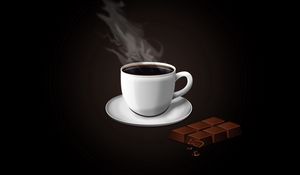 Preview wallpaper coffee, chocolate, plate, cup, vapor