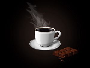 Preview wallpaper coffee, chocolate, plate, cup, vapor