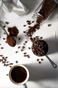 Preview wallpaper coffee, coffee beans, cup, drink