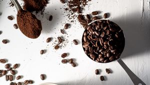 Preview wallpaper coffee, coffee beans, cup, drink