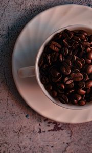 Preview wallpaper coffee, coffee beans, grains, cup