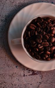 Preview wallpaper coffee, coffee beans, grains, cup