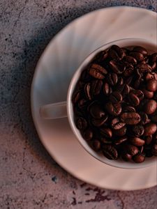 Preview wallpaper coffee, coffee beans, grains, cup