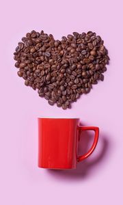 Preview wallpaper coffee, coffee beans, heart, cup, love