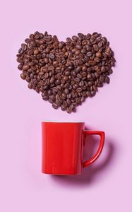 Preview wallpaper coffee, coffee beans, heart, cup, love