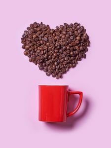 Preview wallpaper coffee, coffee beans, heart, cup, love