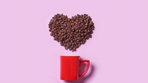 Preview wallpaper coffee, coffee beans, heart, cup, love