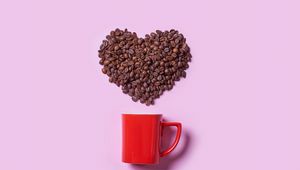 Preview wallpaper coffee, coffee beans, heart, cup, love