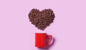 Preview wallpaper coffee, coffee beans, heart, cup, love