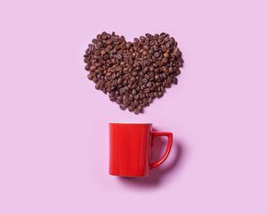 Preview wallpaper coffee, coffee beans, heart, cup, love