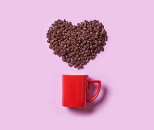 Preview wallpaper coffee, coffee beans, heart, cup, love