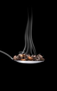 Preview wallpaper coffee, coffee beans, spoon, steam