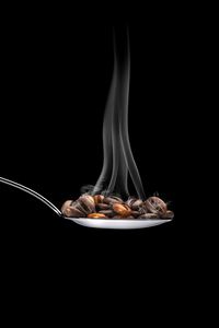 Preview wallpaper coffee, coffee beans, spoon, steam