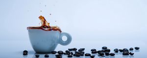 Preview wallpaper coffee, coffee beans, spray, cup