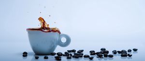 Preview wallpaper coffee, coffee beans, spray, cup