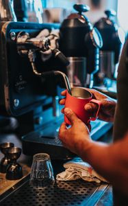 Preview wallpaper coffee, coffee maker, hands, barista