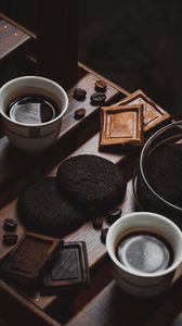 Preview wallpaper coffee, cookies, chocolate, black