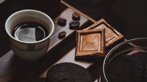Preview wallpaper coffee, cookies, chocolate, black