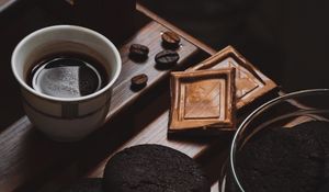 Preview wallpaper coffee, cookies, chocolate, black