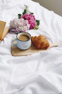 Preview wallpaper coffee, croissant, food, aesthetics