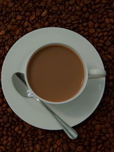 Preview wallpaper coffee, cup, beans, drink