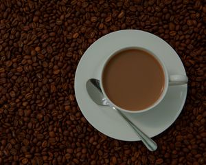Preview wallpaper coffee, cup, beans, drink