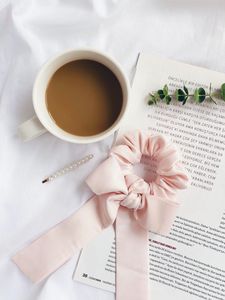 Preview wallpaper coffee, cup, bow, book, aesthetics