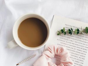 Preview wallpaper coffee, cup, bow, book, aesthetics