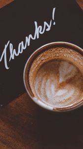 Preview wallpaper coffee, cup, card, text, gratitude