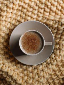 Preview wallpaper coffee, cup, cinnamon, aerial view