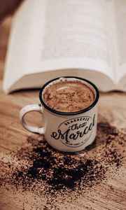 Preview wallpaper coffee, cup, cinnamon, drink, book